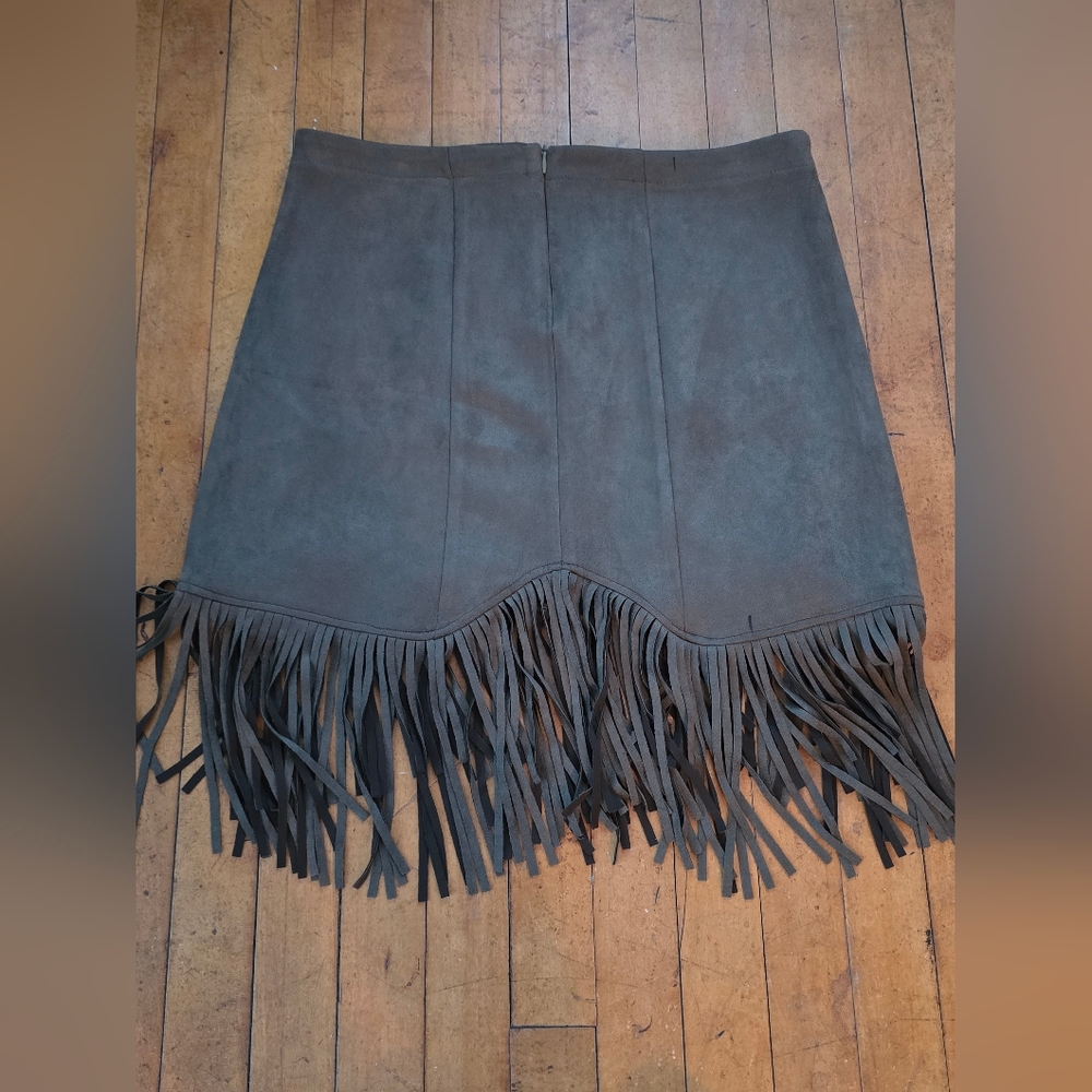 Fringe skirt olive green